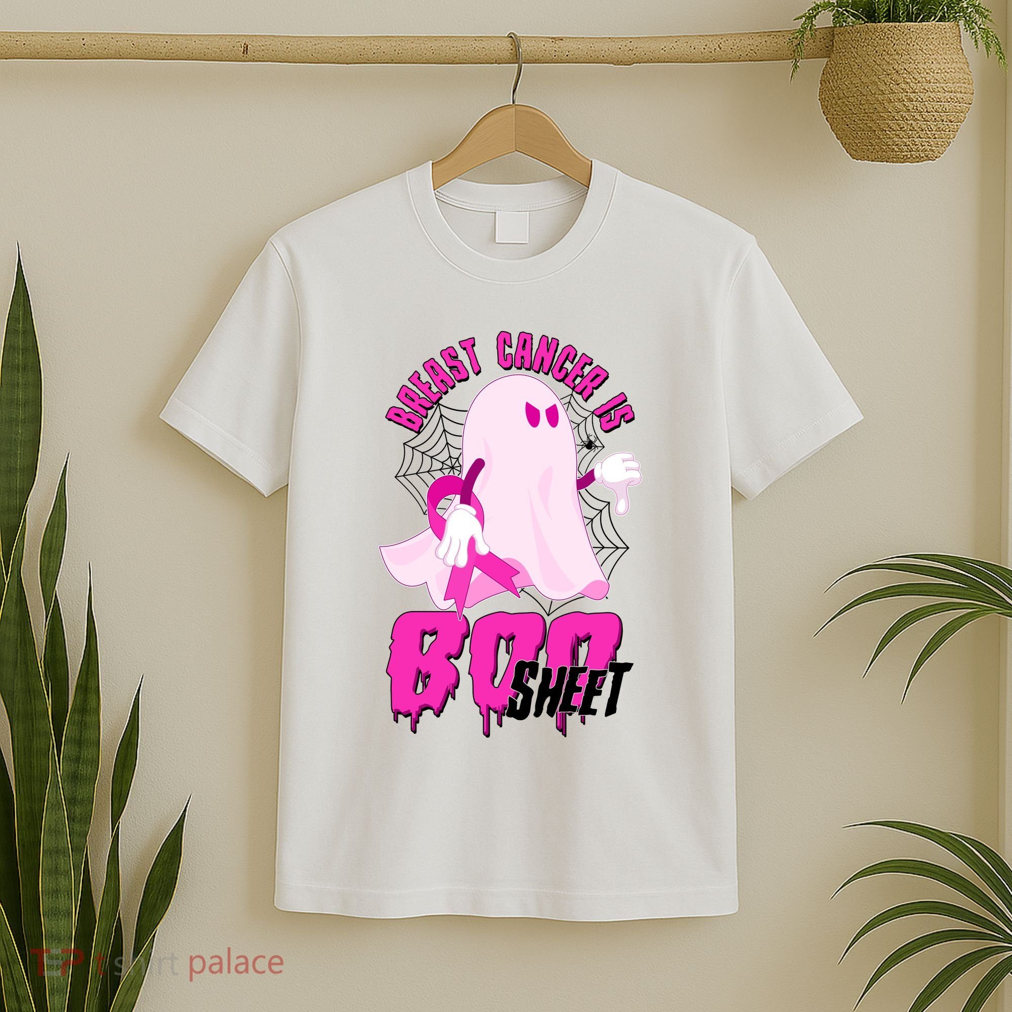 Funny Breast Cancer Is Boo Sheet Halloween Ghost T-Shirt