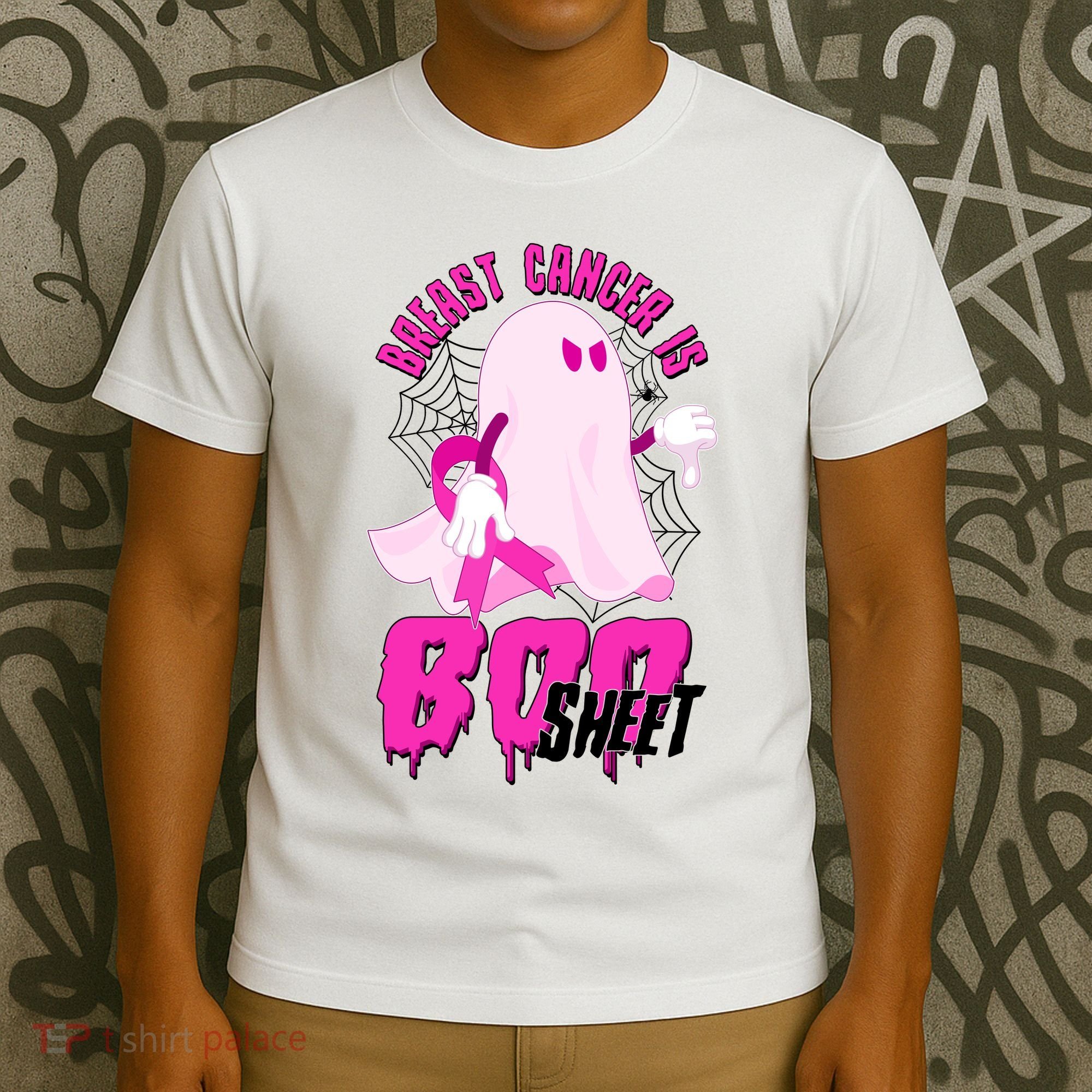 Funny Breast Cancer Is Boo Sheet Halloween Ghost T-Shirt