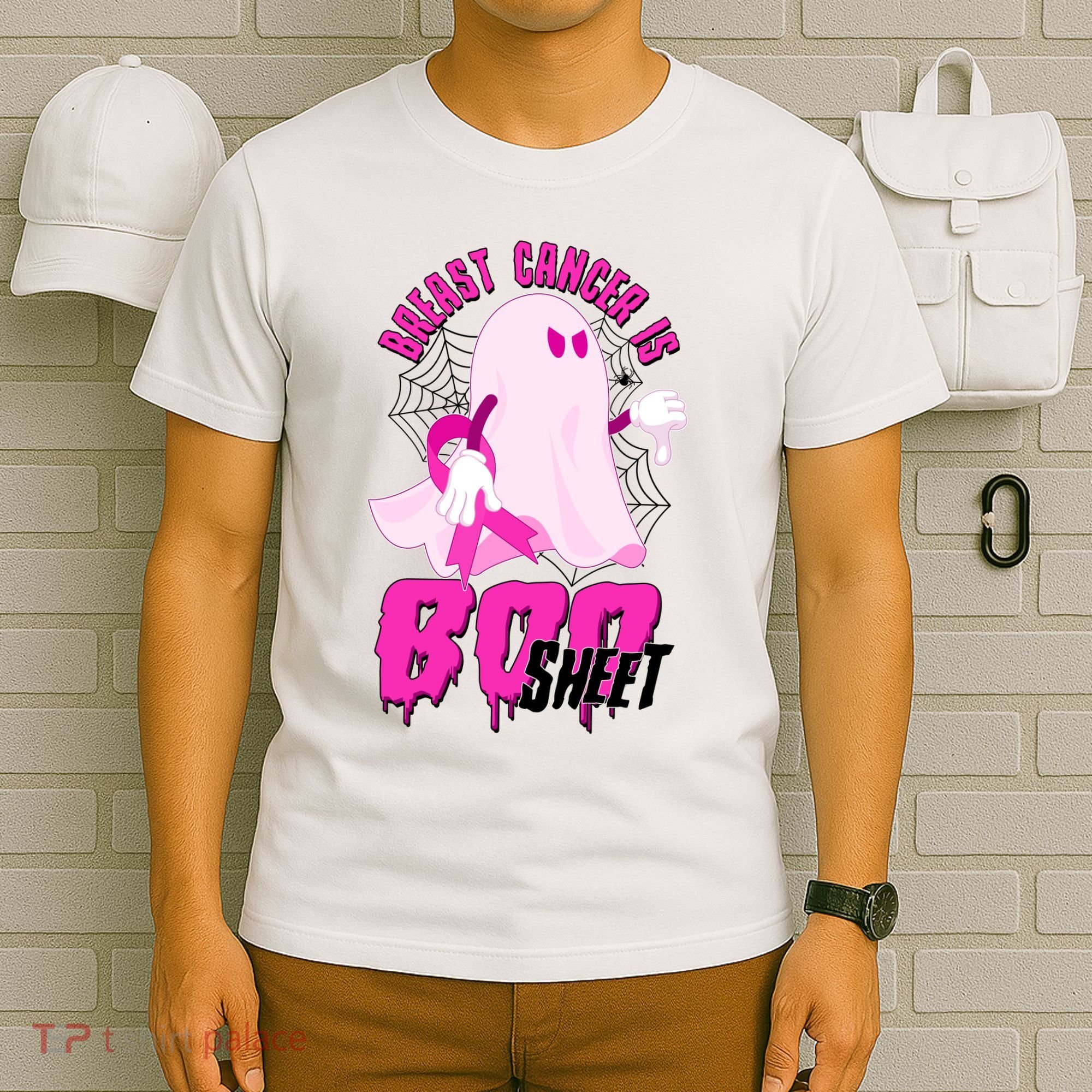 Funny Breast Cancer Is Boo Sheet Halloween Ghost T-Shirt