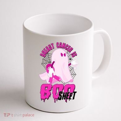 Funny Breast Cancer Is Boo Sheet Halloween Ghost Coffee Mug back