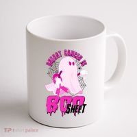 Funny Breast Cancer Is Boo Sheet Halloween Ghost Coffee Mug thumb 1