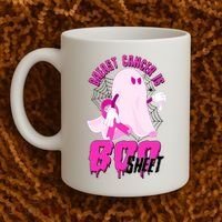 Funny Breast Cancer Is Boo Sheet Halloween Ghost Coffee Mug thumb 2