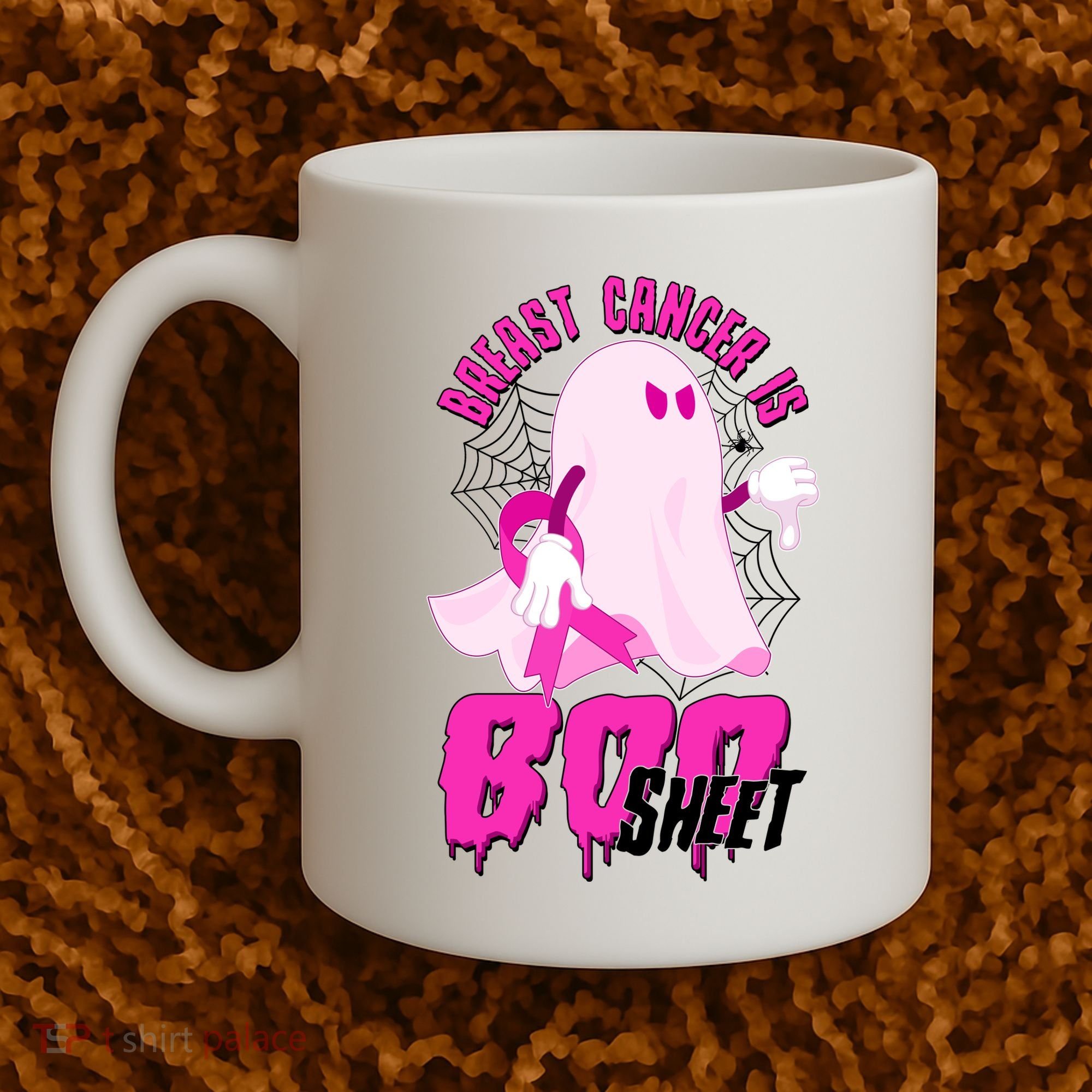 Funny Breast Cancer Is Boo Sheet Halloween Ghost Coffee Mug