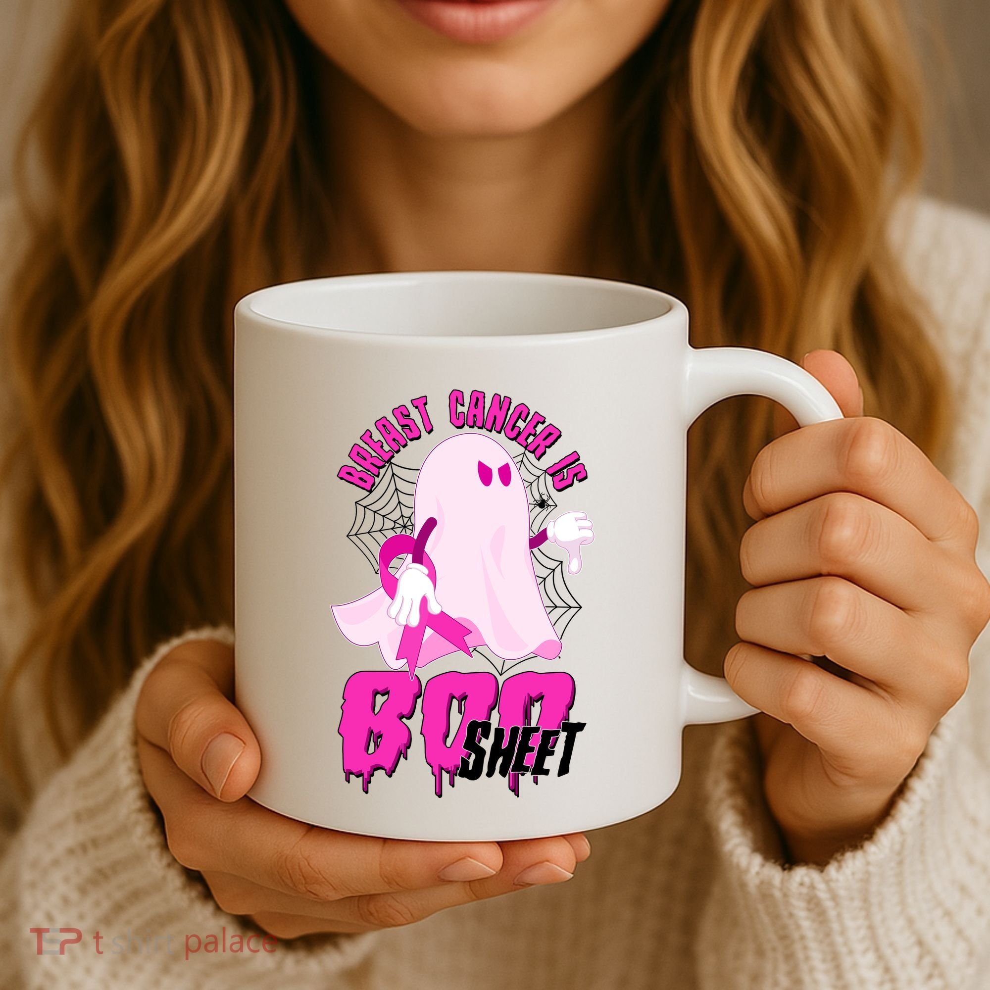 Funny Breast Cancer Is Boo Sheet Halloween Ghost Coffee Mug
