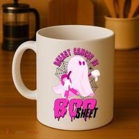 Funny Breast Cancer Is Boo Sheet Halloween Ghost Coffee Mug thumb 4