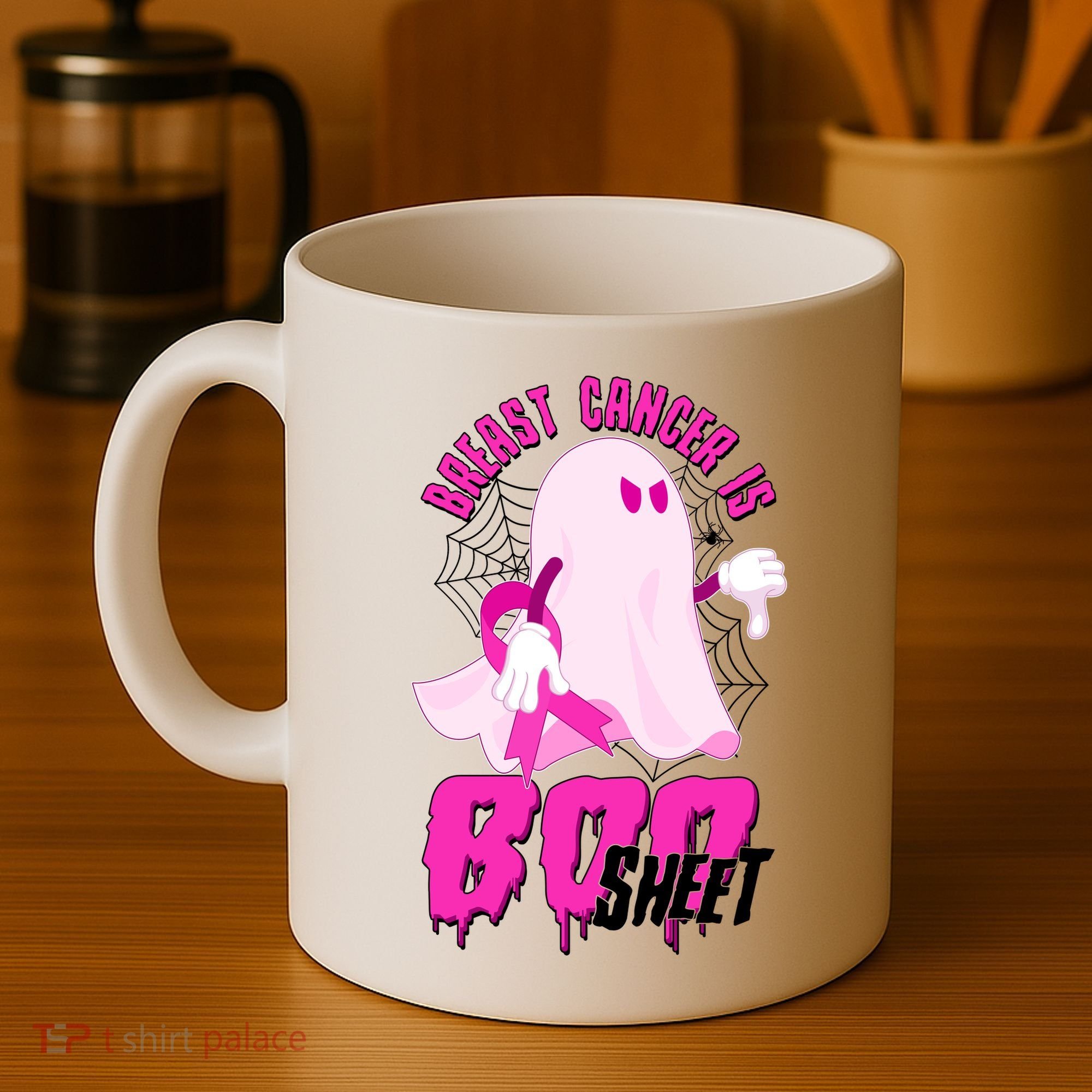 Funny Breast Cancer Is Boo Sheet Halloween Ghost Coffee Mug