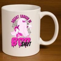 Funny Breast Cancer Is Boo Sheet Halloween Ghost 11oz C Handle Ceramic Mug thumb 3