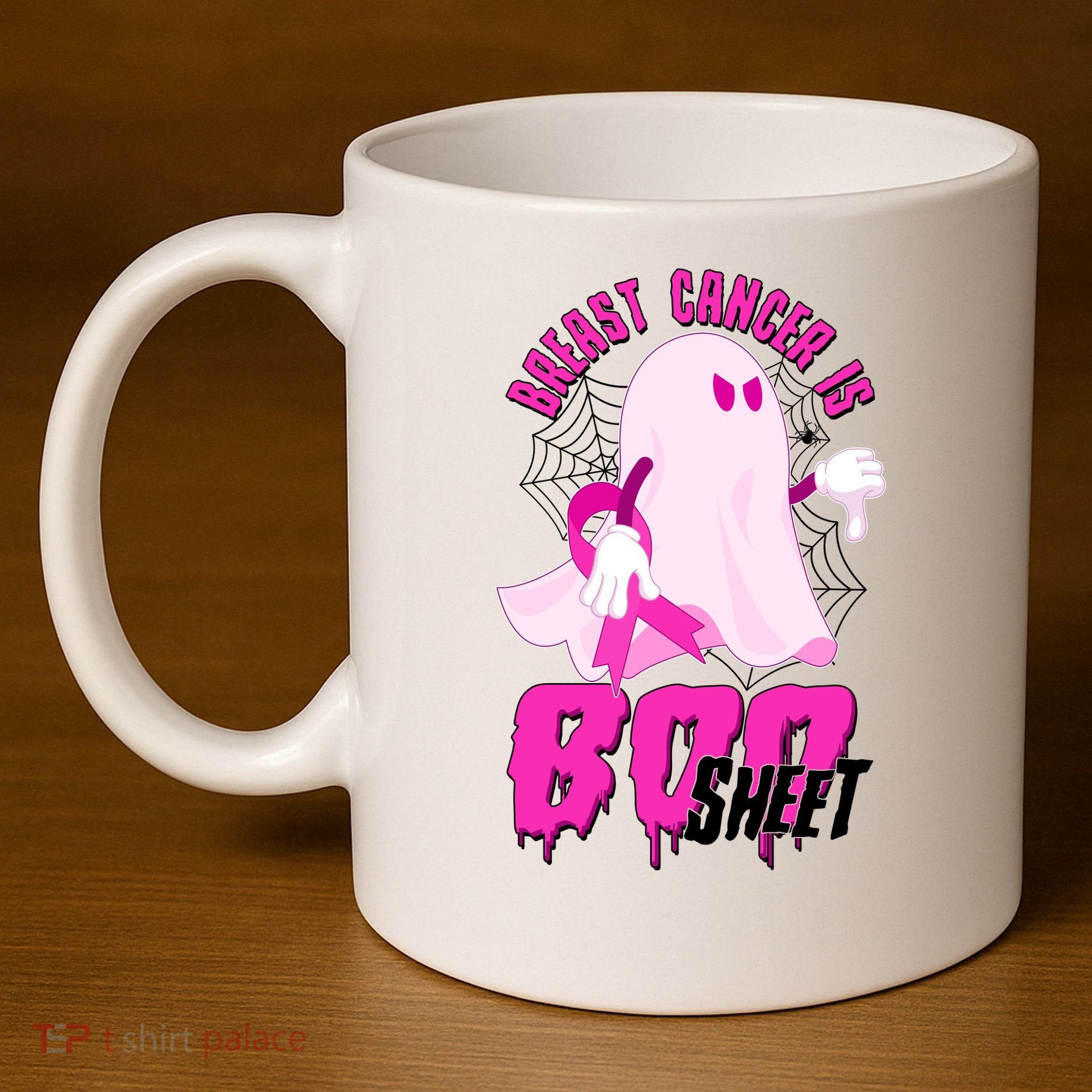Funny Breast Cancer Is Boo Sheet Halloween Ghost 11oz C Handle Ceramic Mug