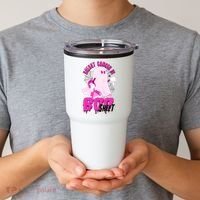 Funny Breast Cancer Is Boo Sheet Halloween Ghost Tumbler thumb 2