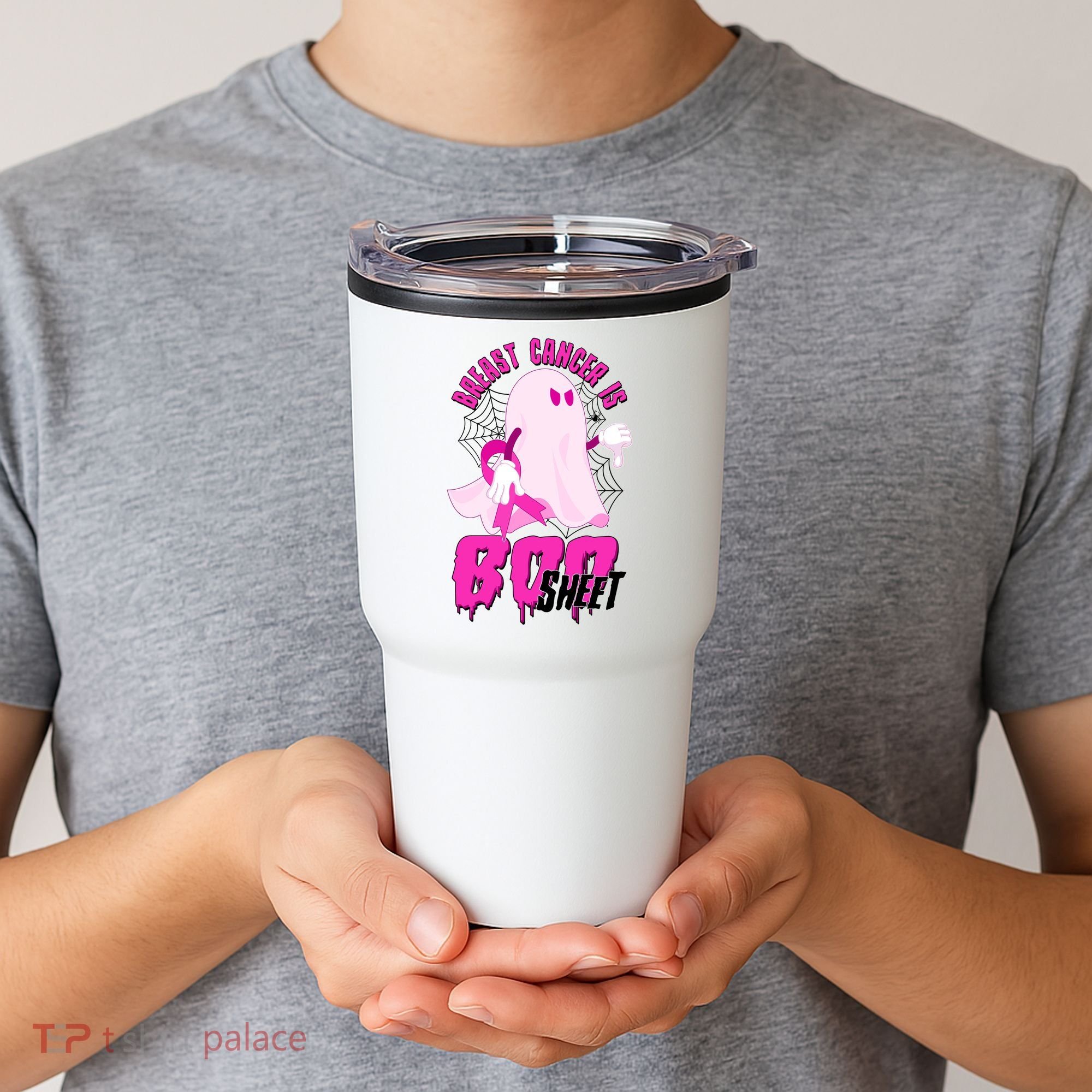 Funny Breast Cancer Is Boo Sheet Halloween Ghost Tumbler