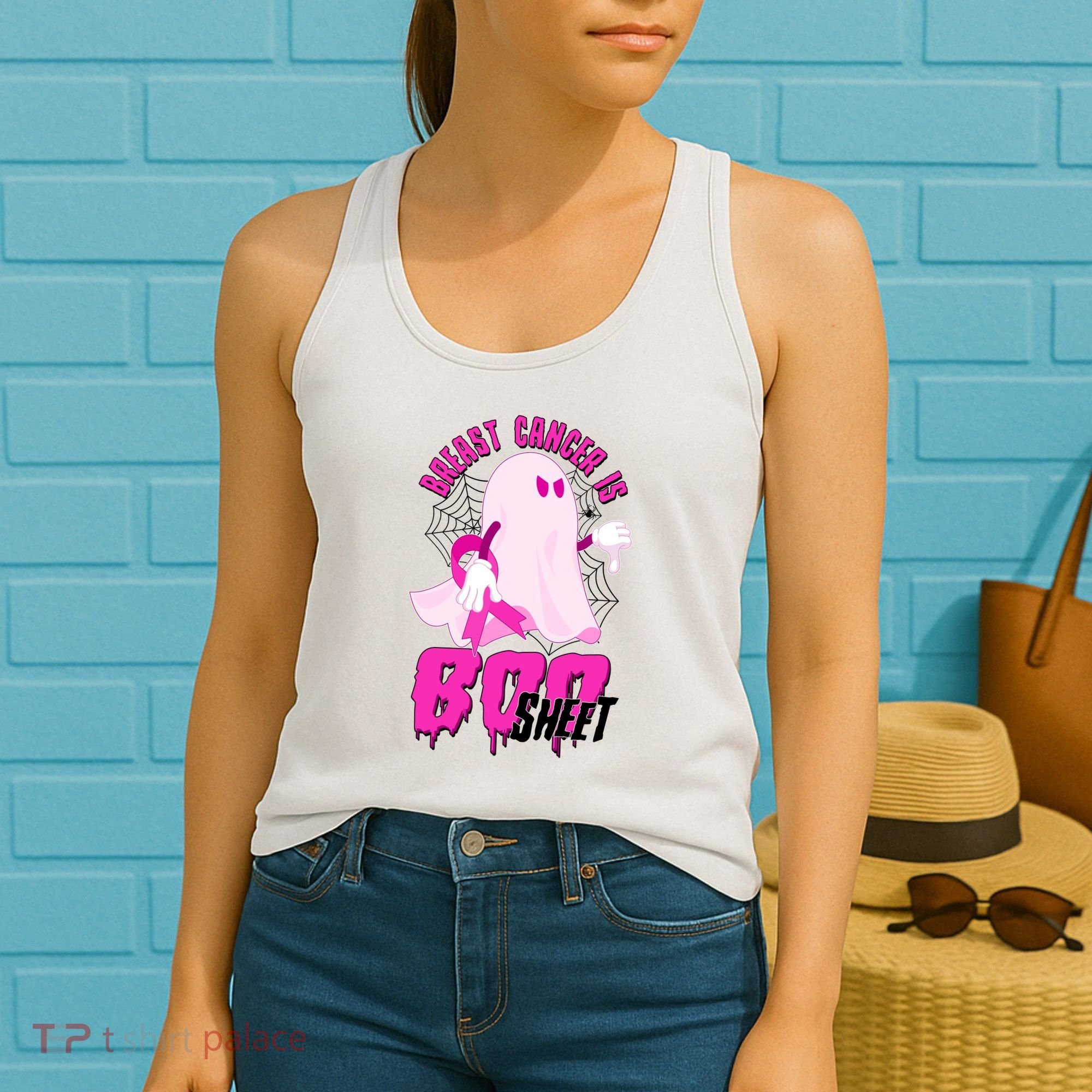 Funny Breast Cancer Is Boo Sheet Halloween Ghost Women's Tank Top