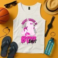 Funny Breast Cancer Is Boo Sheet Halloween Ghost Tank Top thumb 4