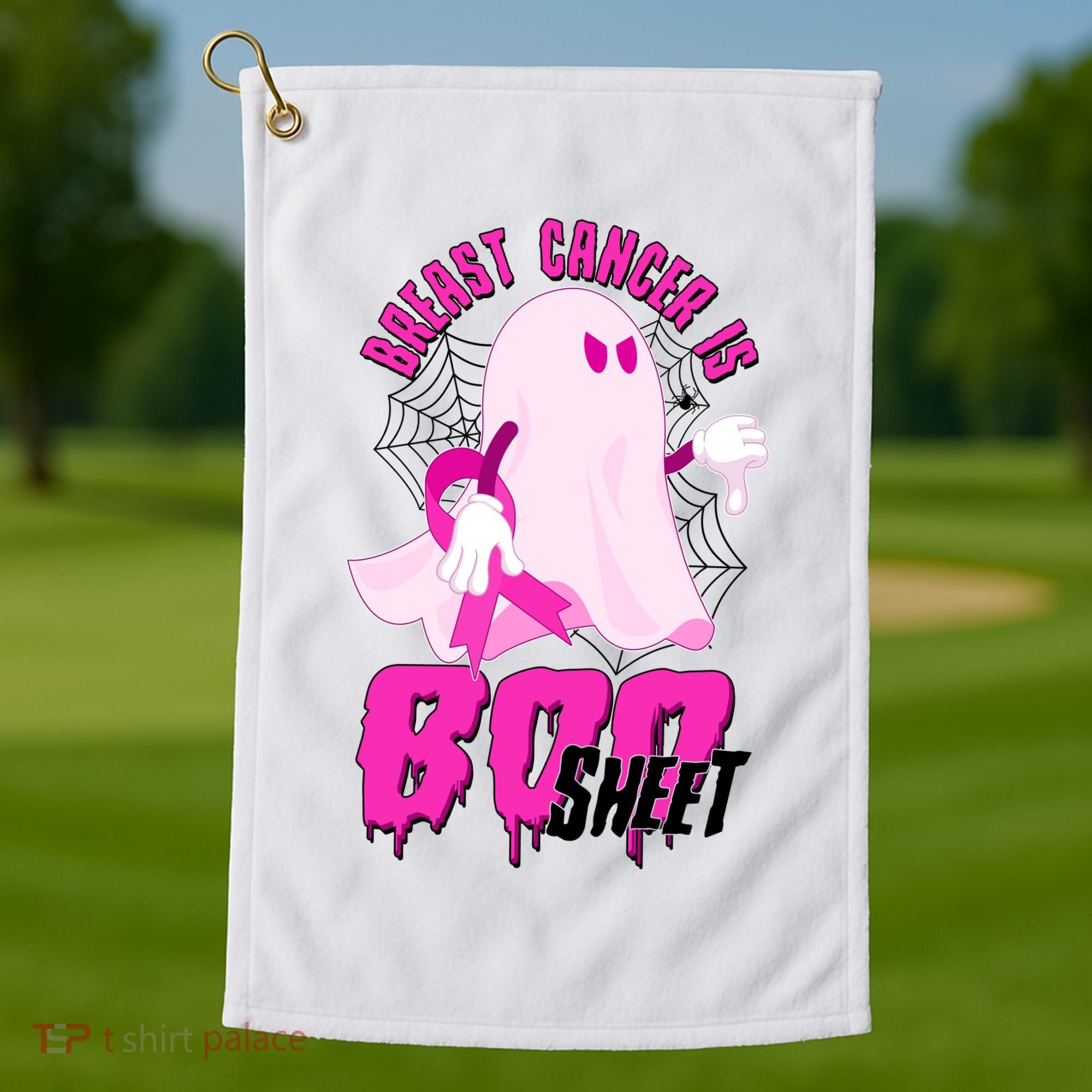 Funny Breast Cancer Is Boo Sheet Halloween Ghost Golf Towel