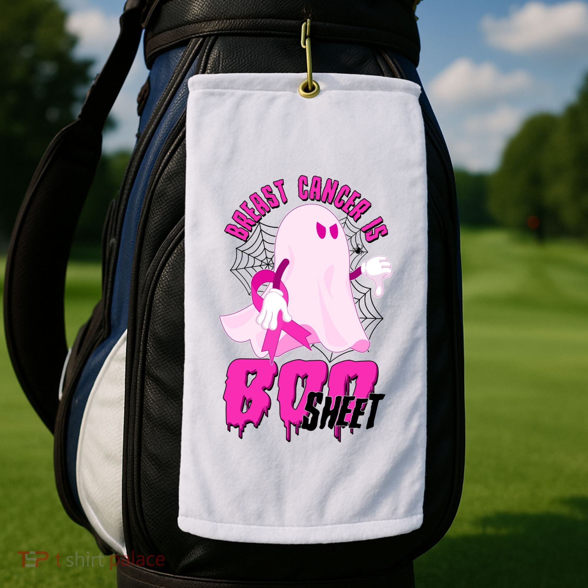 Funny Breast Cancer Is Boo Sheet Halloween Ghost Golf Towel