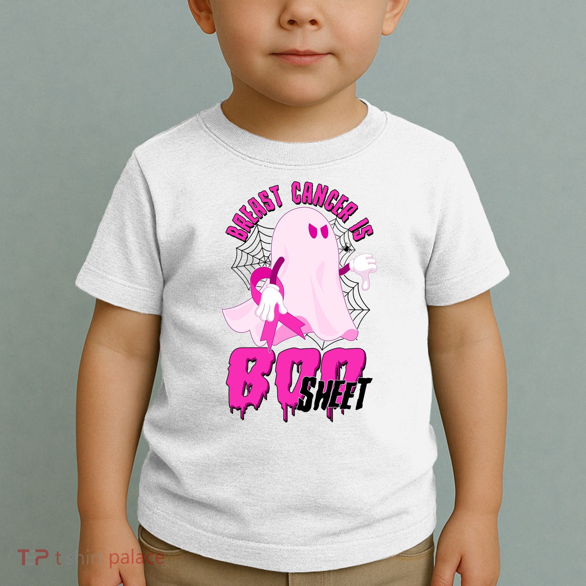 Funny Breast Cancer Is Boo Sheet Halloween Ghost Toddler T-Shirt
