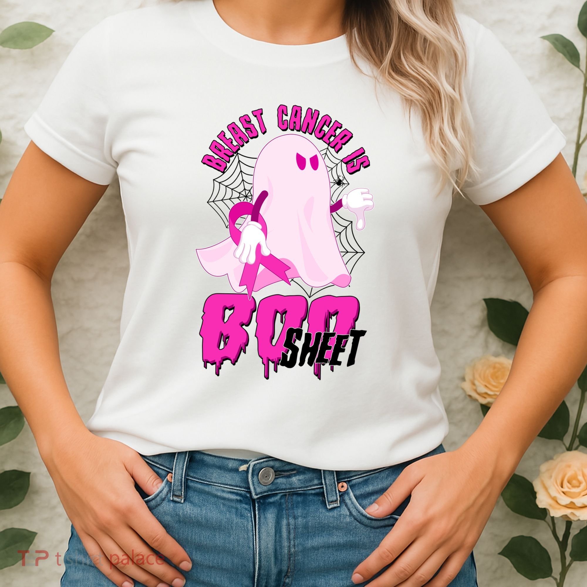Funny Breast Cancer Is Boo Sheet Halloween Ghost Women's T-Shirt