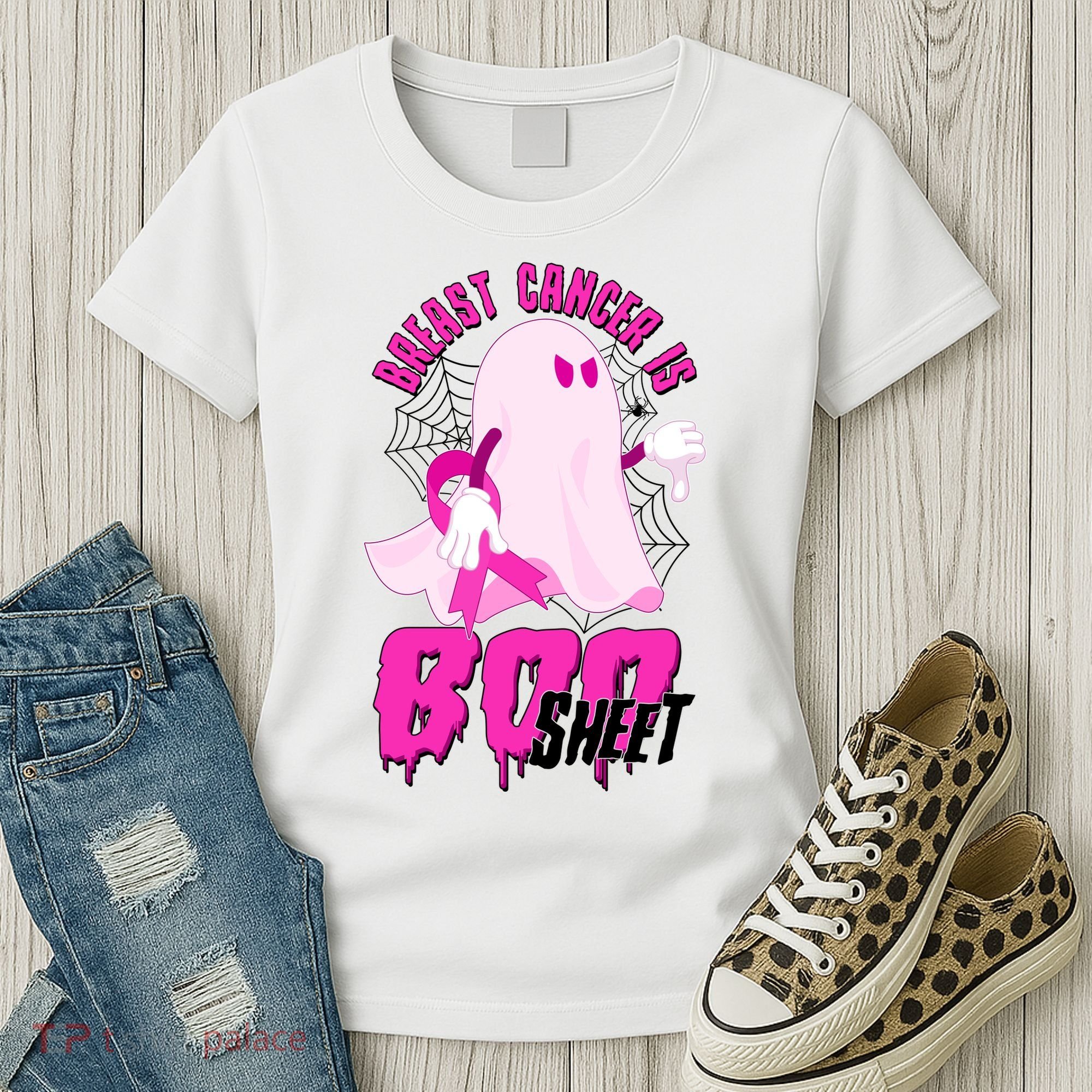 Funny Breast Cancer Is Boo Sheet Halloween Ghost Women's T-Shirt