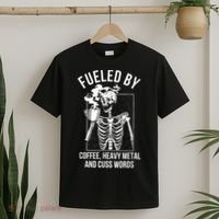 Fueled By Coffee Heavy Metal And Cuss Words Funny Coffee T-Shirt thumb 2