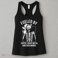 Fueled By Coffee Heavy Metal And Cuss Words Funny Coffee Women's Tank Top thumb 3