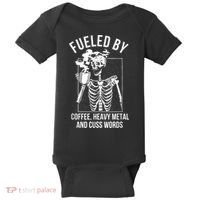 Fueled By Coffee Heavy Metal And Cuss Words Funny Coffee Baby Bodysuit thumb 0