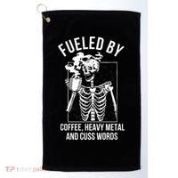 Fueled By Coffee Heavy Metal And Cuss Words Funny Coffee Golf Towel thumb 0