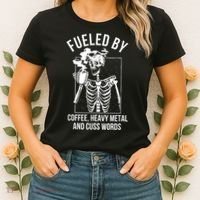 Fueled By Coffee Heavy Metal And Cuss Words Funny Coffee Women's T-Shirt thumb 2