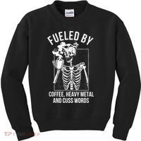 Fueled By Coffee Heavy Metal And Cuss Words Funny Coffee Kids Sweatshirt thumb 0