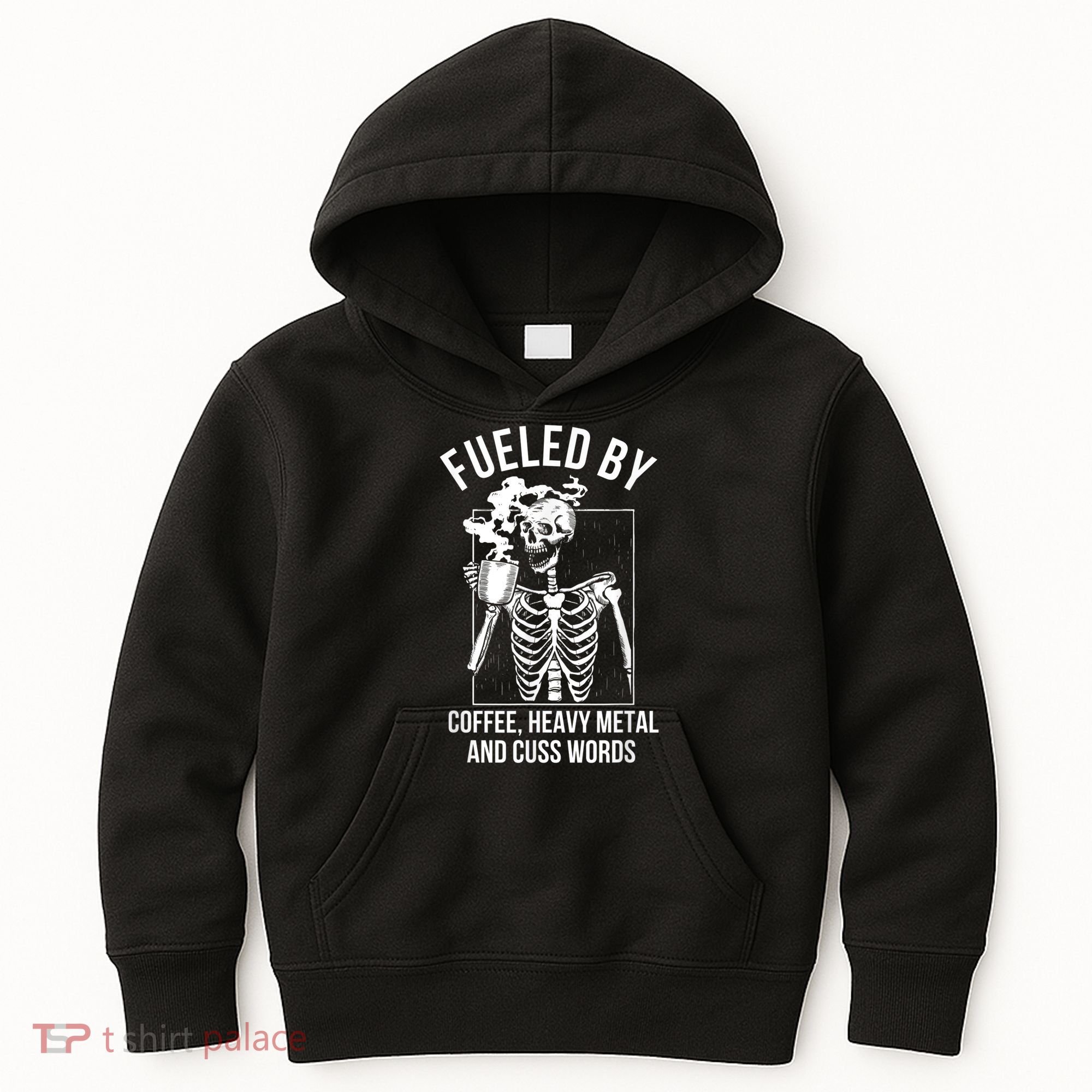 Fueled By Coffee Heavy Metal And Cuss Words Funny Coffee Kids Hoodie