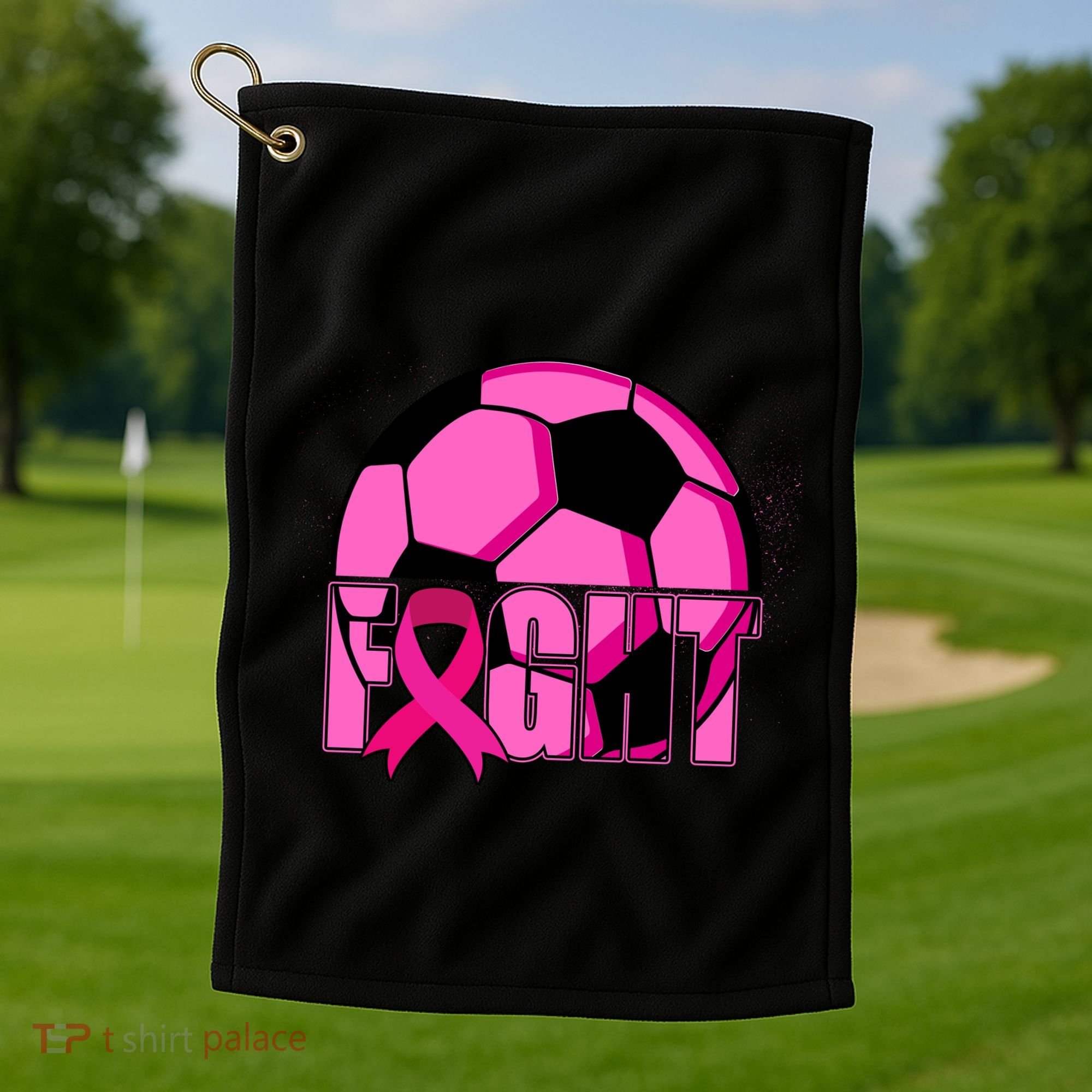Fight Breast Cancer Soccer Golf Towel