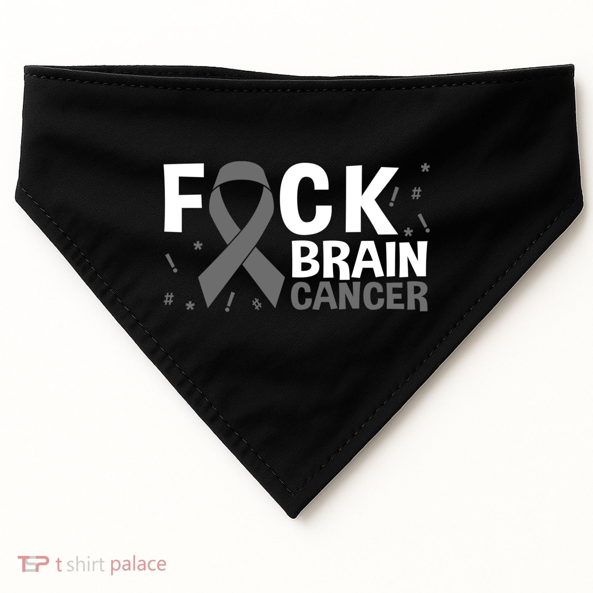Fuck Brain Cancer Brain Tumor Gray Ribbon Gift USA-Made Doggie Bandana