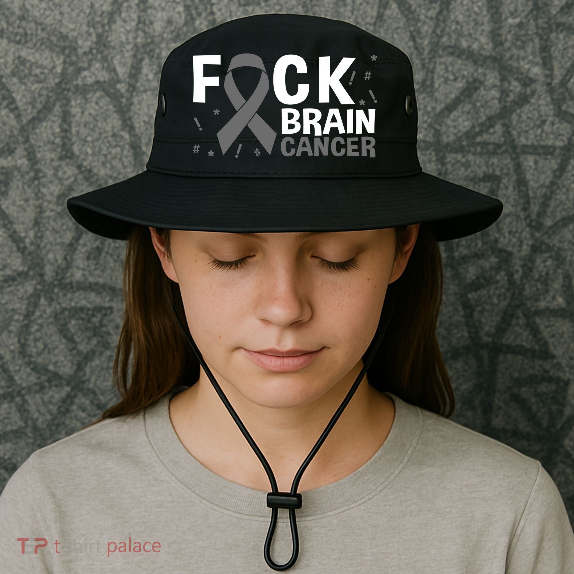 Fuck Brain Cancer Brain Tumor Gray Ribbon Gift Bucket Hat