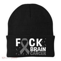 Fuck Brain Cancer Brain Tumor Gray Ribbon Gift Beanie thumb 0