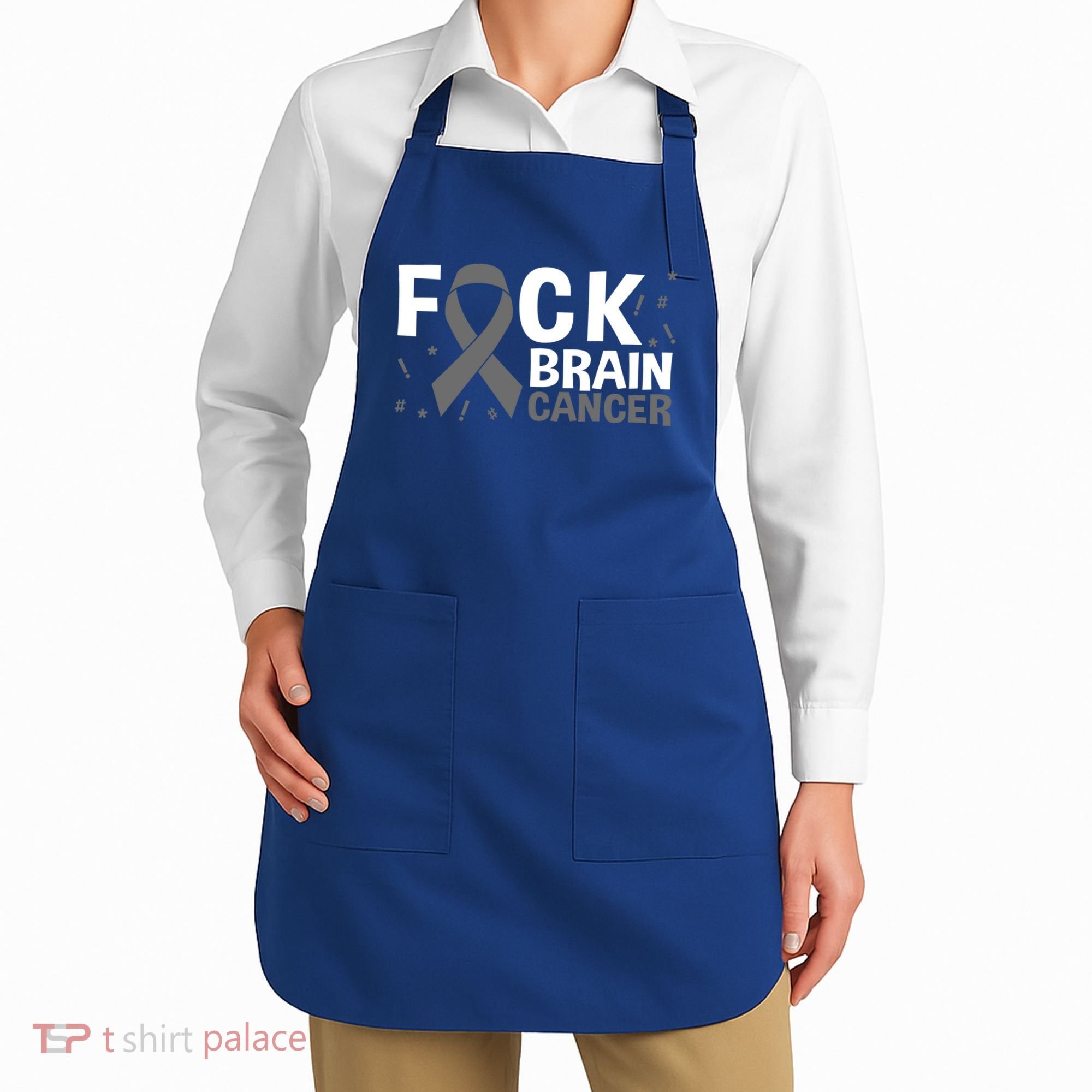 Fuck Brain Cancer Brain Tumor Gray Ribbon Gift Apron