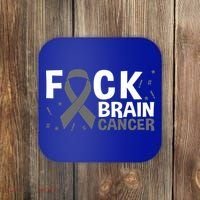 Fuck Brain Cancer Brain Tumor Gray Ribbon Gift Coaster thumb 0