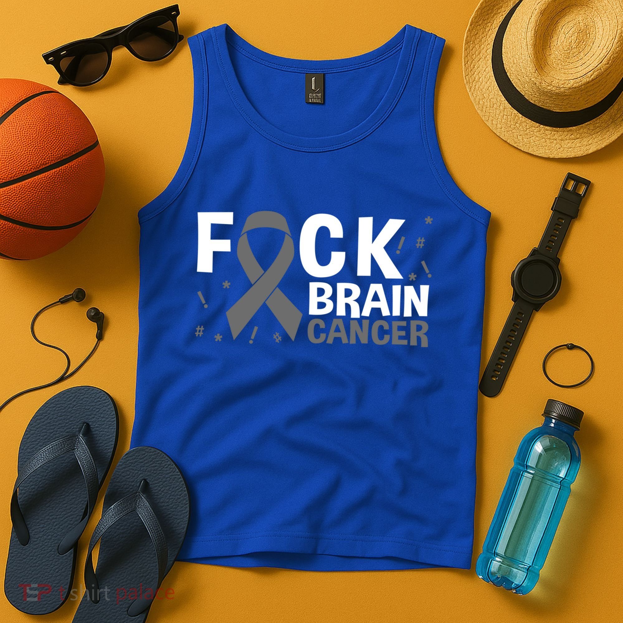 Fuck Brain Cancer Brain Tumor Gray Ribbon Gift Tank Top