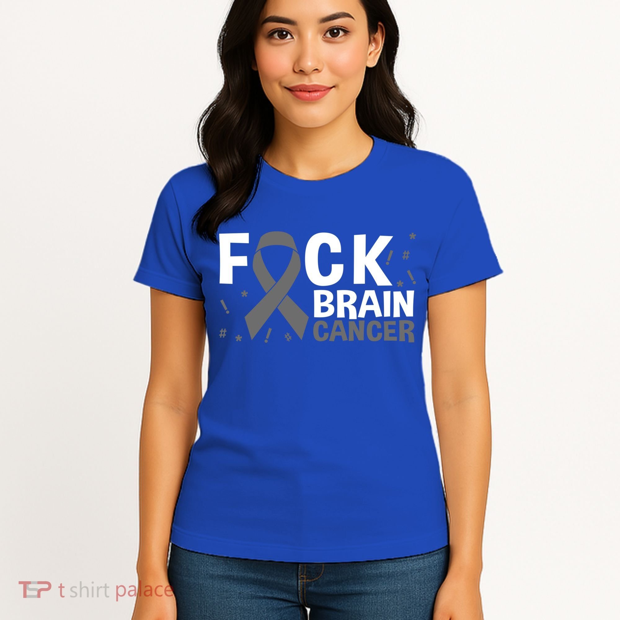 Fuck Brain Cancer Brain Tumor Gray Ribbon Gift Women's T-Shirt