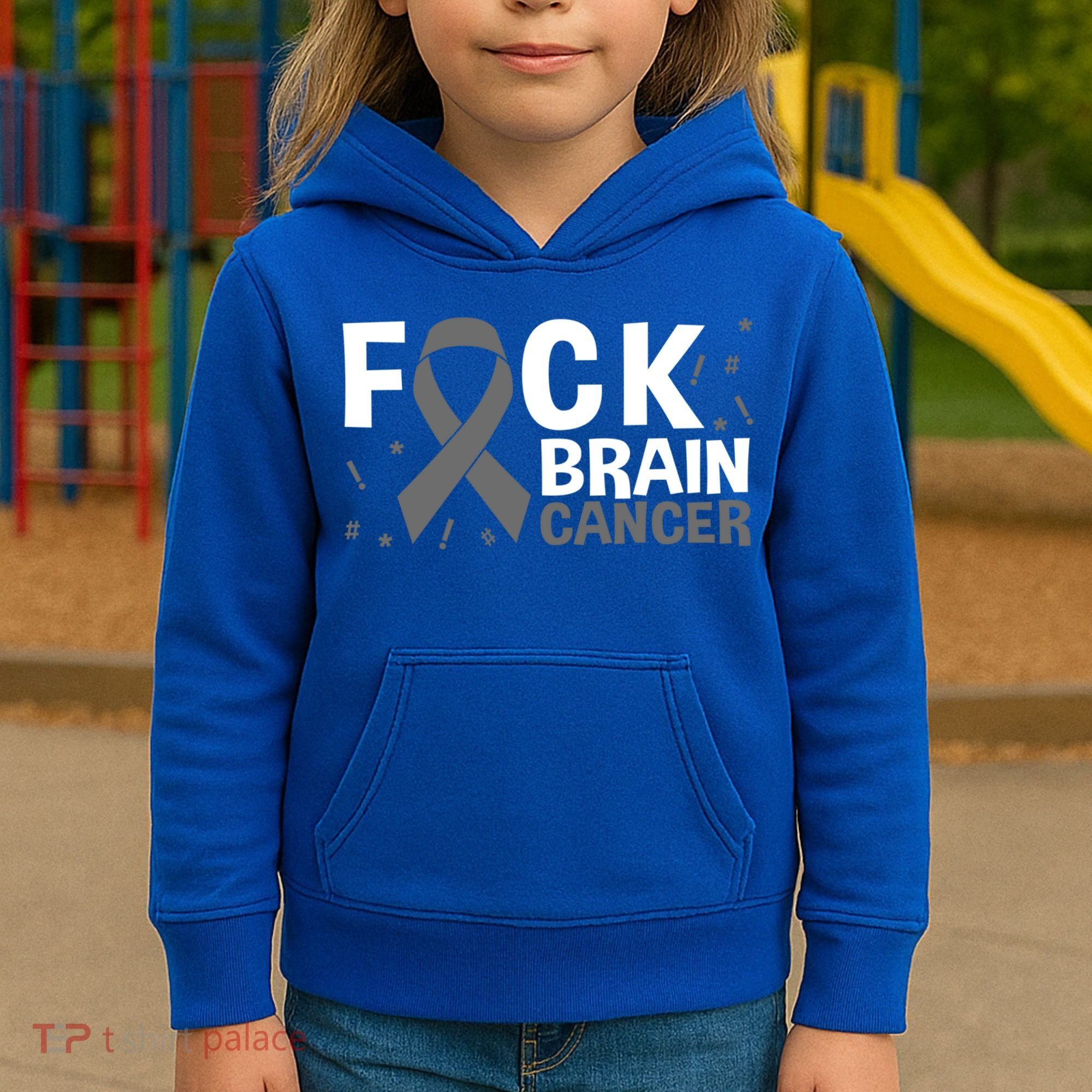 Fuck Brain Cancer Brain Tumor Gray Ribbon Gift Kids Hoodie