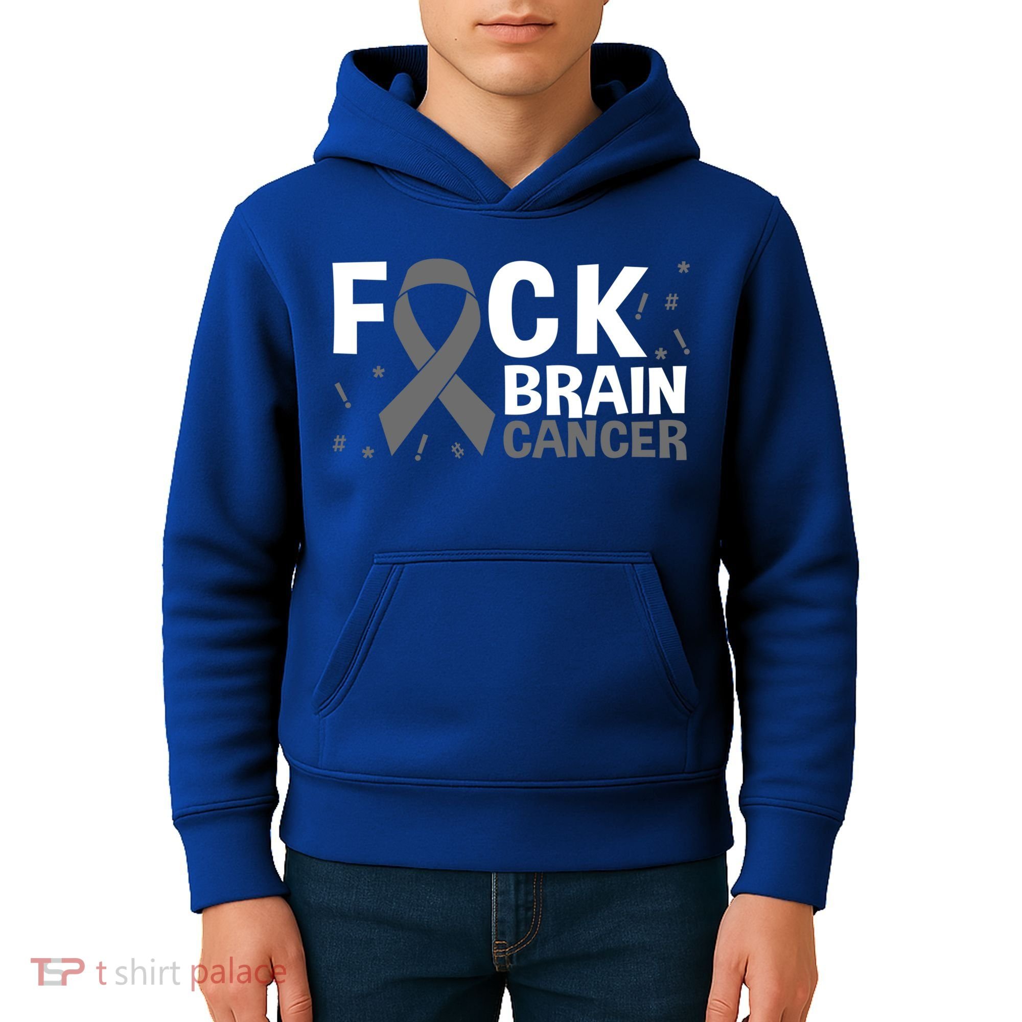 Fuck Brain Cancer Brain Tumor Gray Ribbon Gift Kids Hoodie