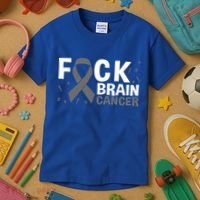 Fuck Brain Cancer Brain Tumor Gray Ribbon Gift Kids T-Shirt thumb 3