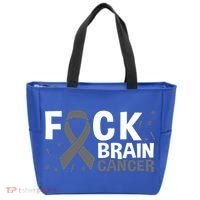 Fuck Brain Cancer Brain Tumor Gray Ribbon Gift Tote Bag thumb 0