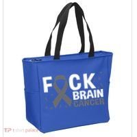 Fuck Brain Cancer Brain Tumor Gray Ribbon Gift Tote Bag thumb 2
