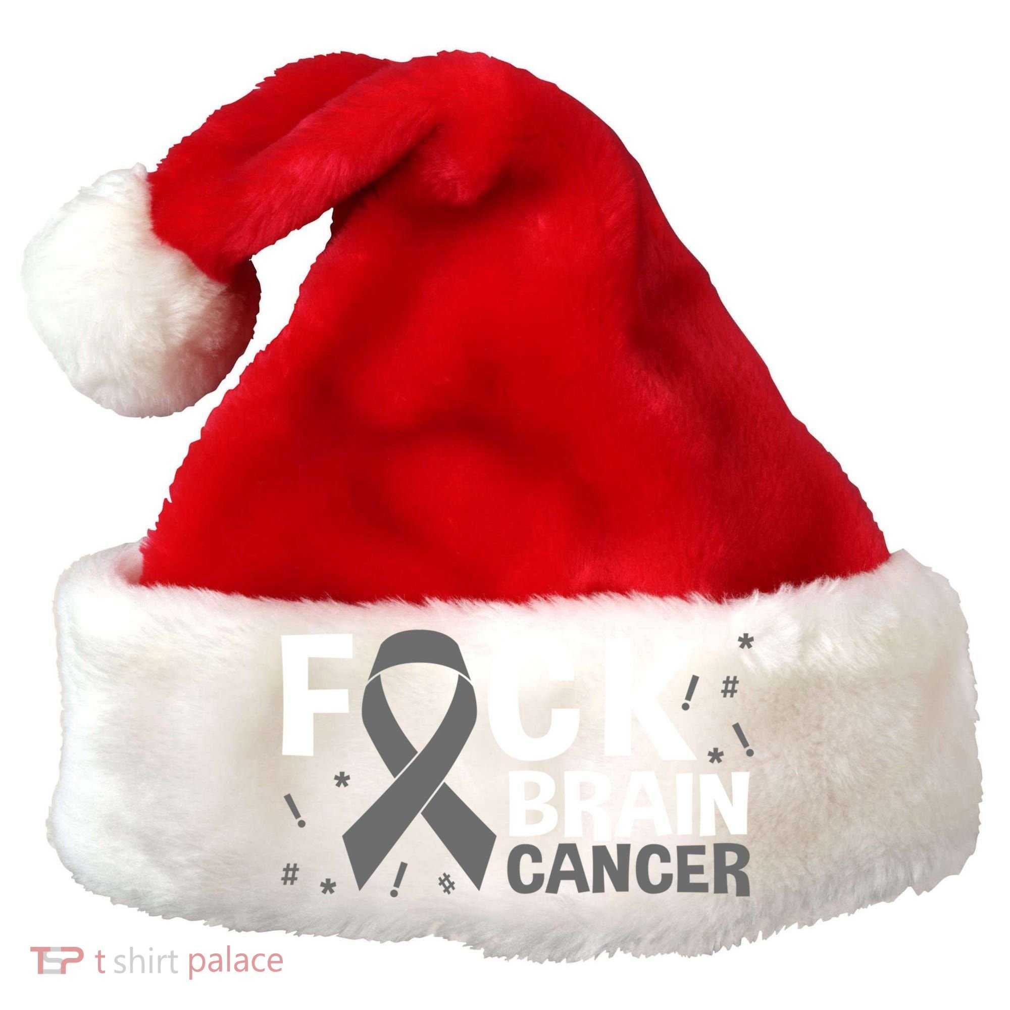 Fuck Brain Cancer Brain Tumor Gray Ribbon Gift Santa Hat