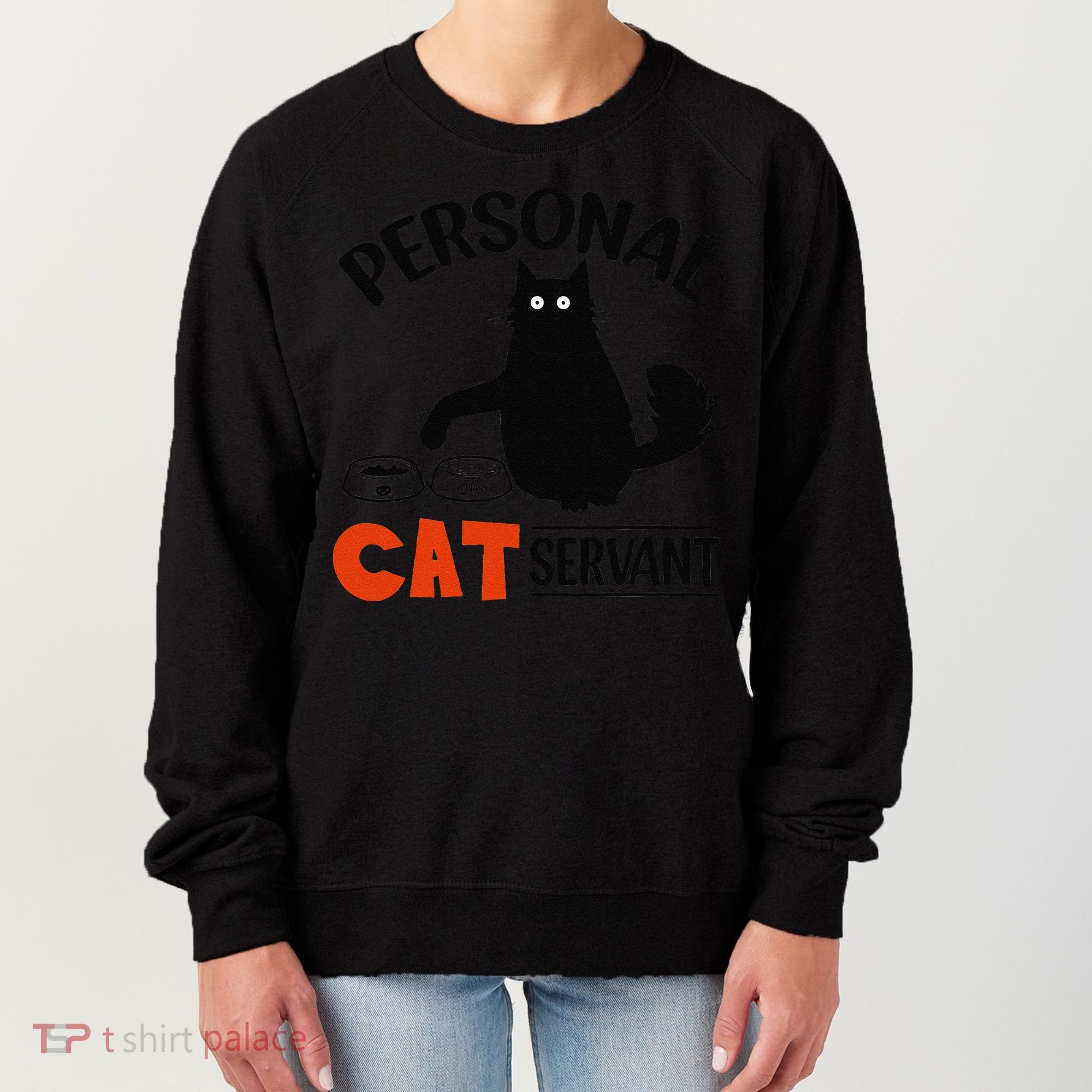 Funny Black Cat Personal Cat Servant Women's Sweatshirt