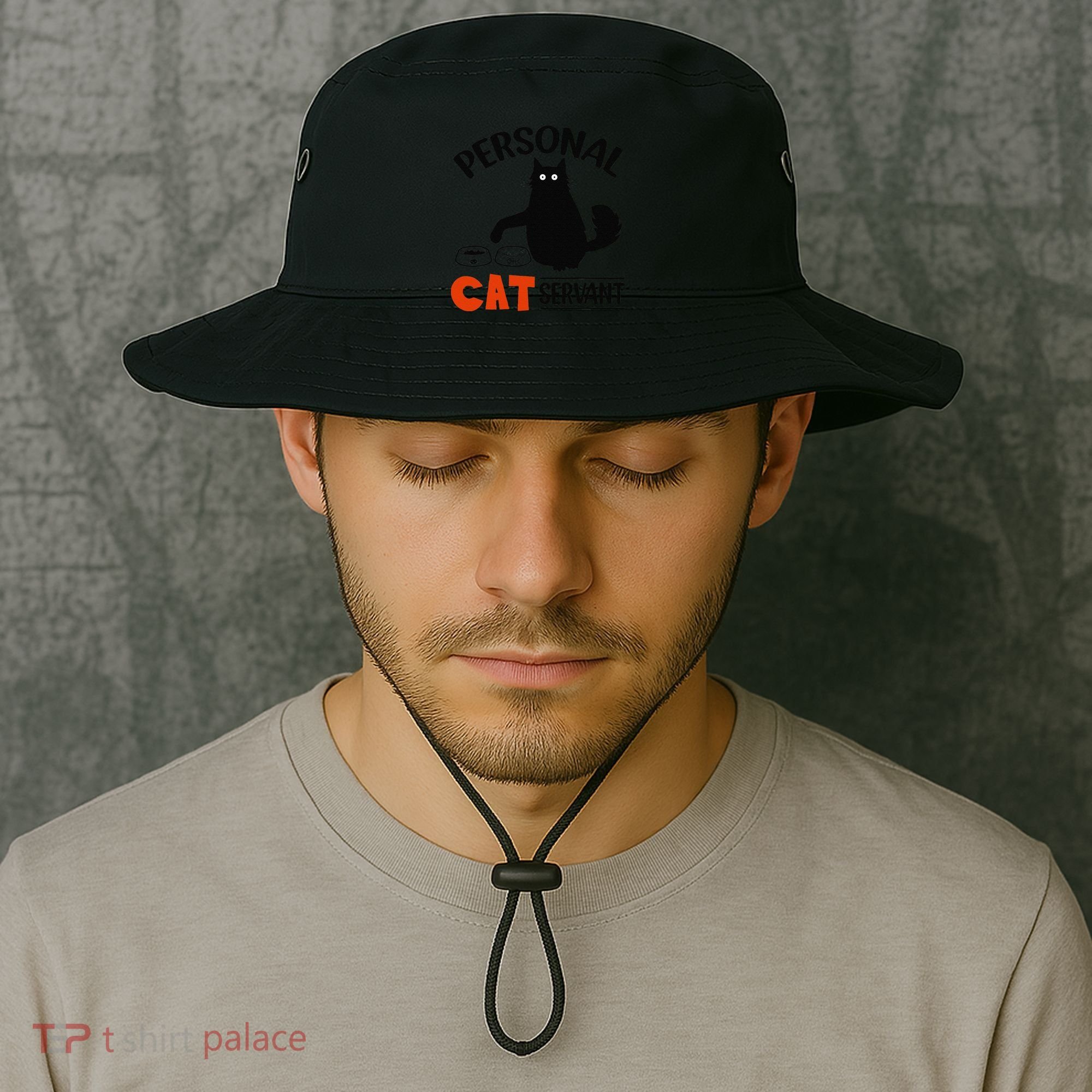 Funny Black Cat Personal Cat Servant Bucket Hat