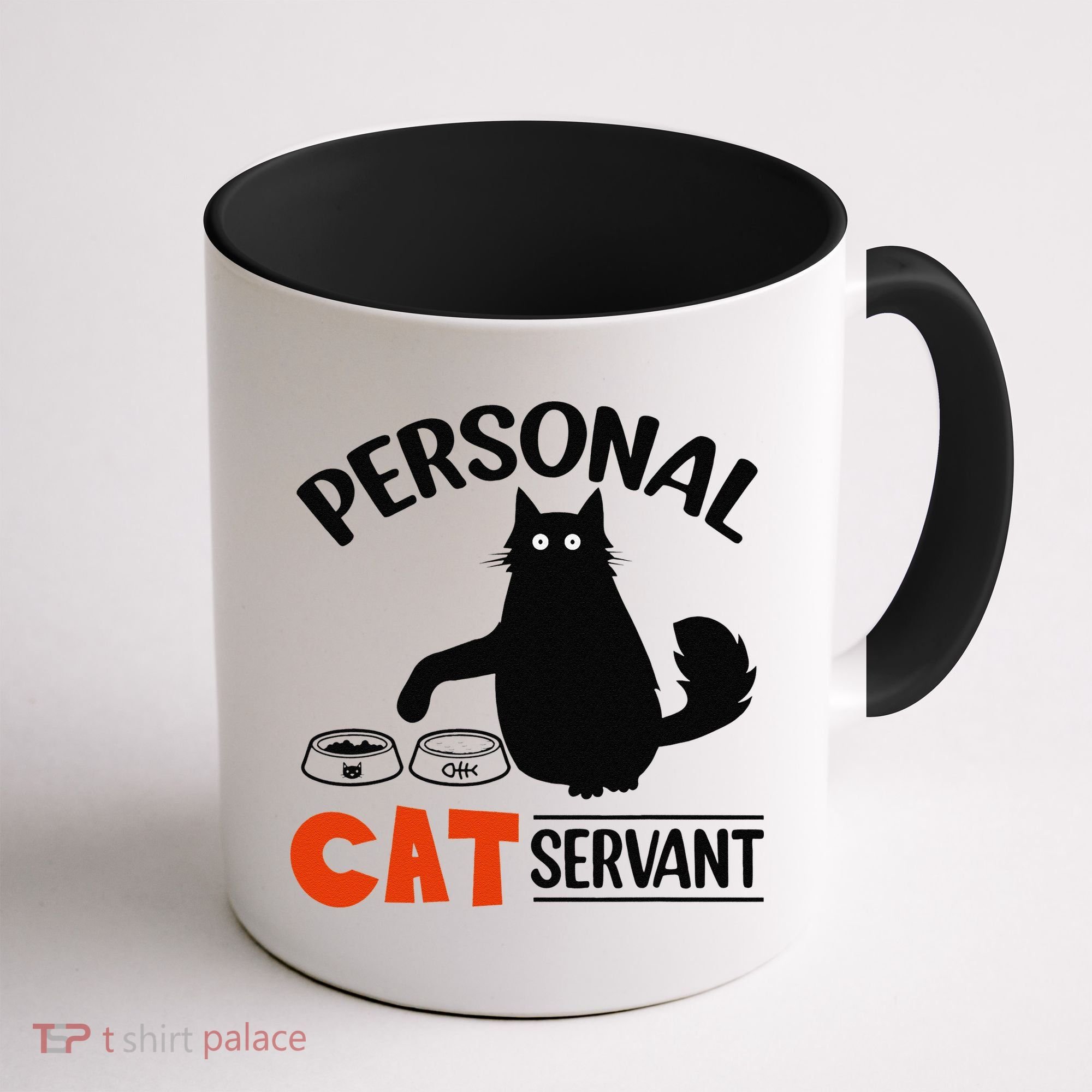 Funny Black Cat Personal Cat Servant Coffee Mug