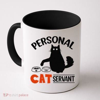 Funny Black Cat Personal Cat Servant Coffee Mug