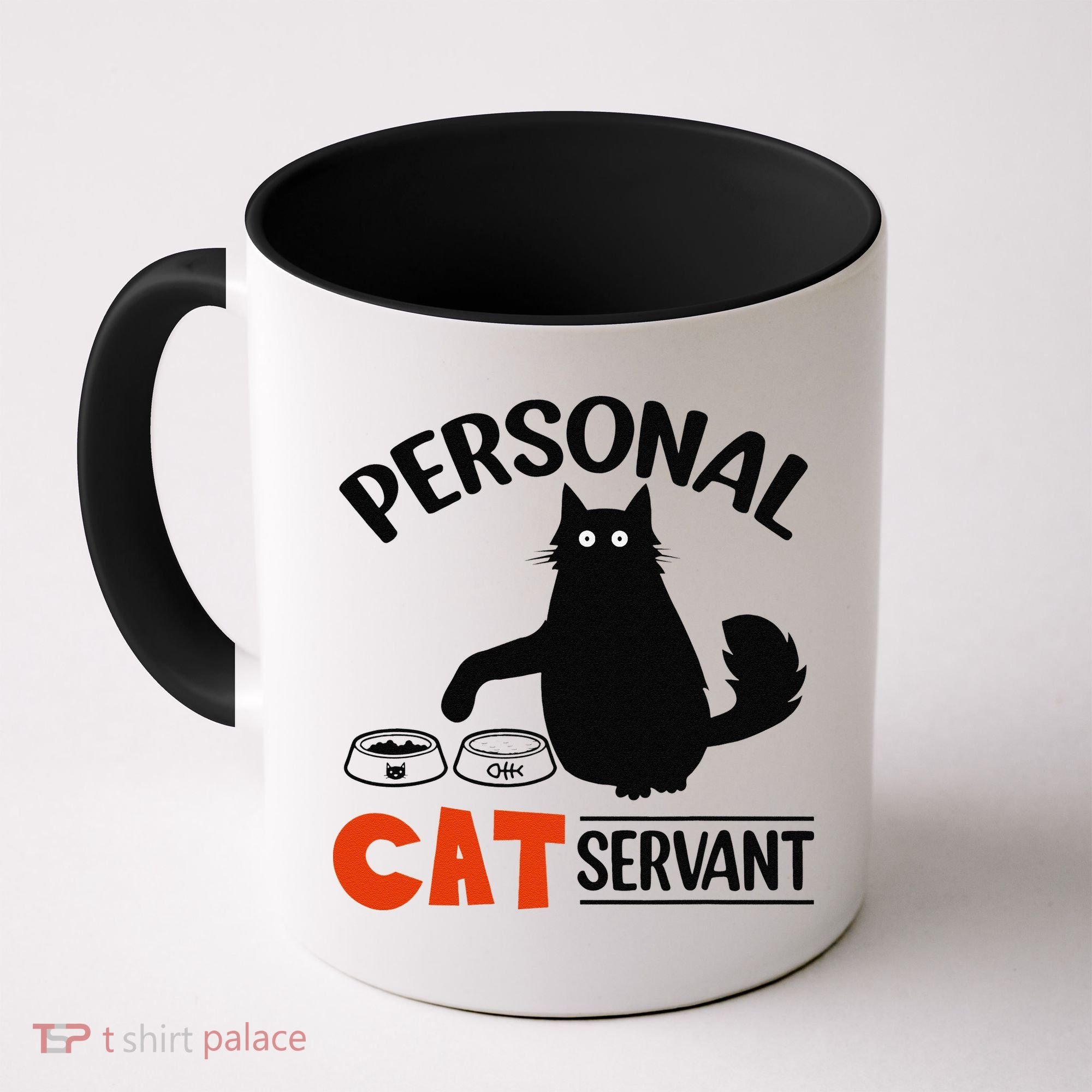 Funny Black Cat Personal Cat Servant Coffee Mug