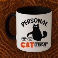 Funny Black Cat Personal Cat Servant Coffee Mug thumb 2