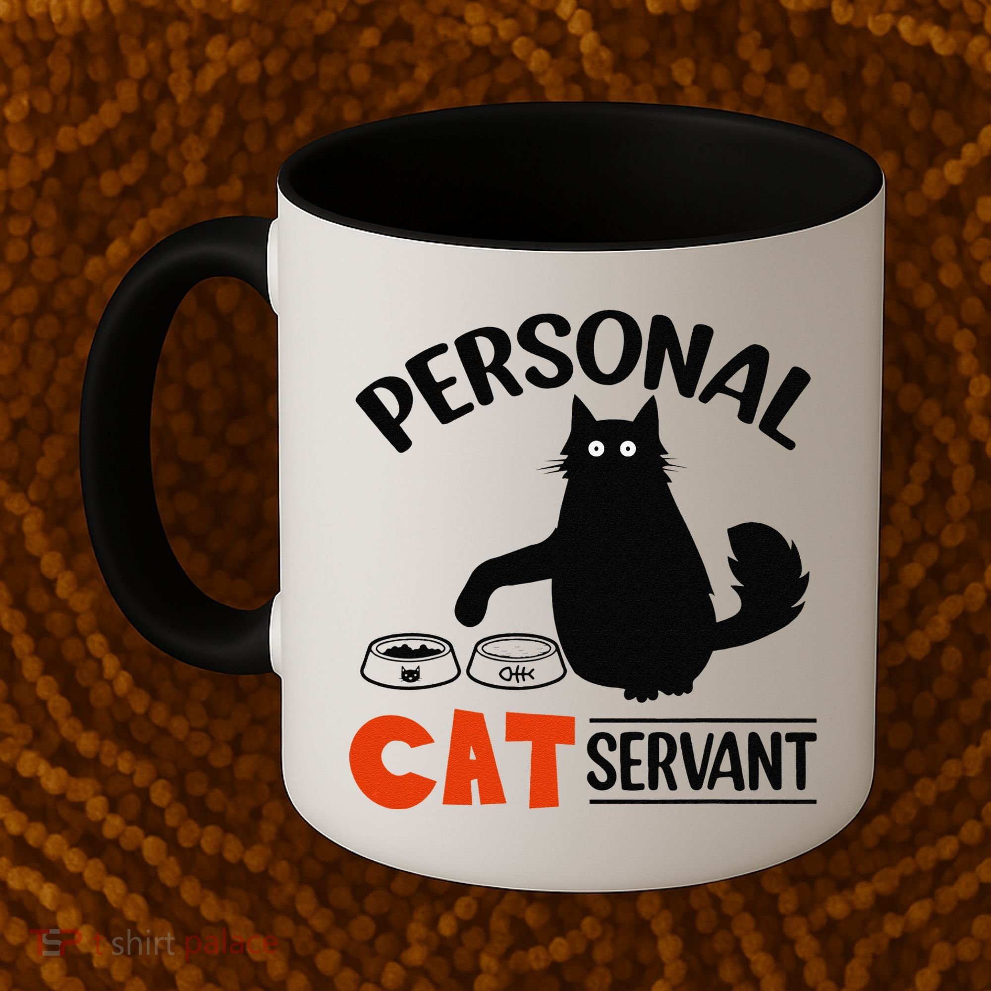 Funny Black Cat Personal Cat Servant Coffee Mug