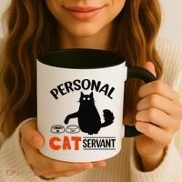 Funny Black Cat Personal Cat Servant Coffee Mug thumb 3